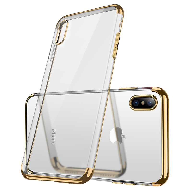Ốp lưng Silicon viền gold cao cấp cho Iphone X
