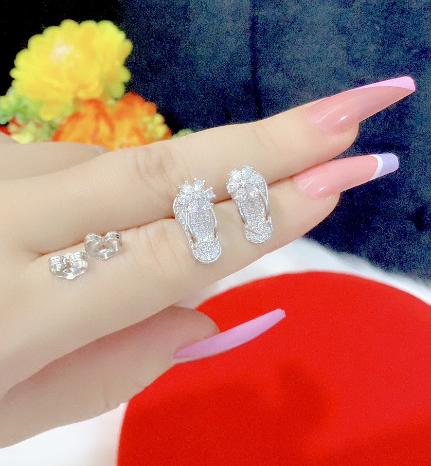 Bông tai nữ đôi dép mạ bạch .kim cao cấp