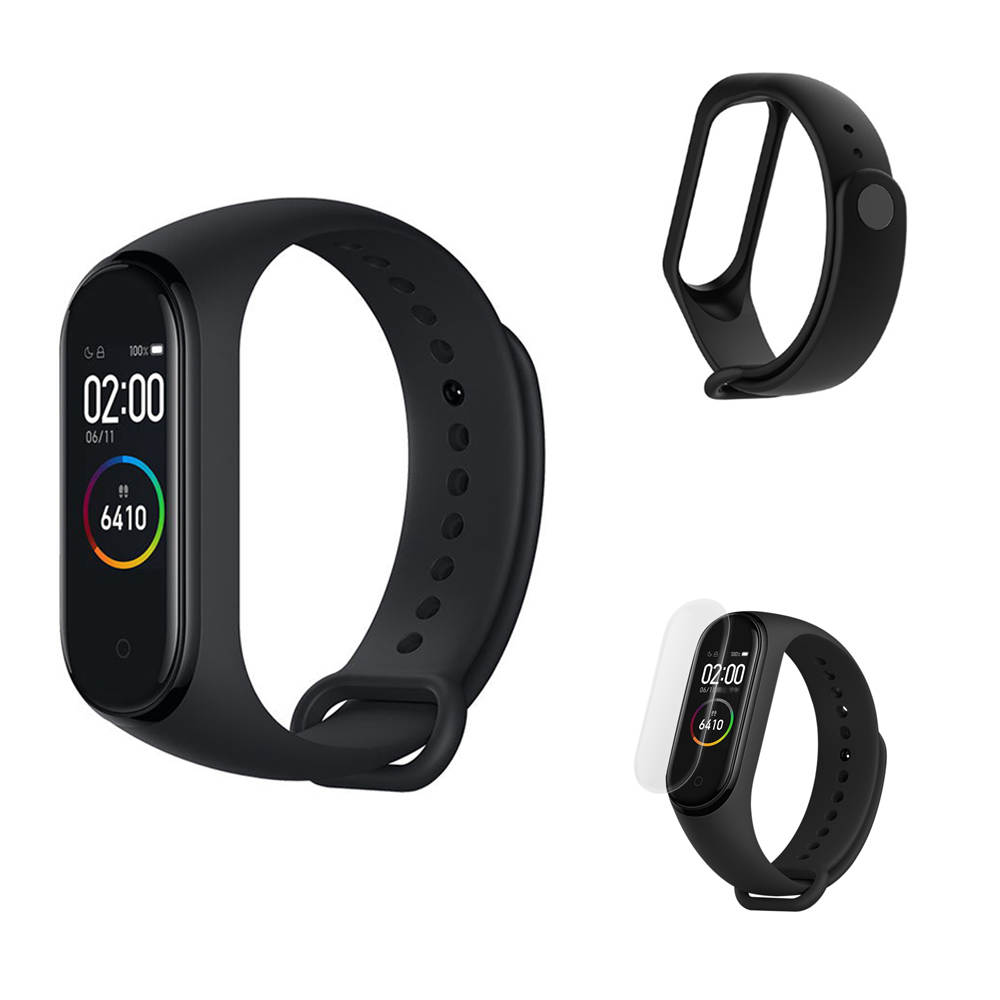 Vòng Đeo Tay Xiaomi Miband 4 (Đen) + Tặng Vòng Đeo Thay Thế Xiaomi Miband 4 - Hàng Nhập Khẩu