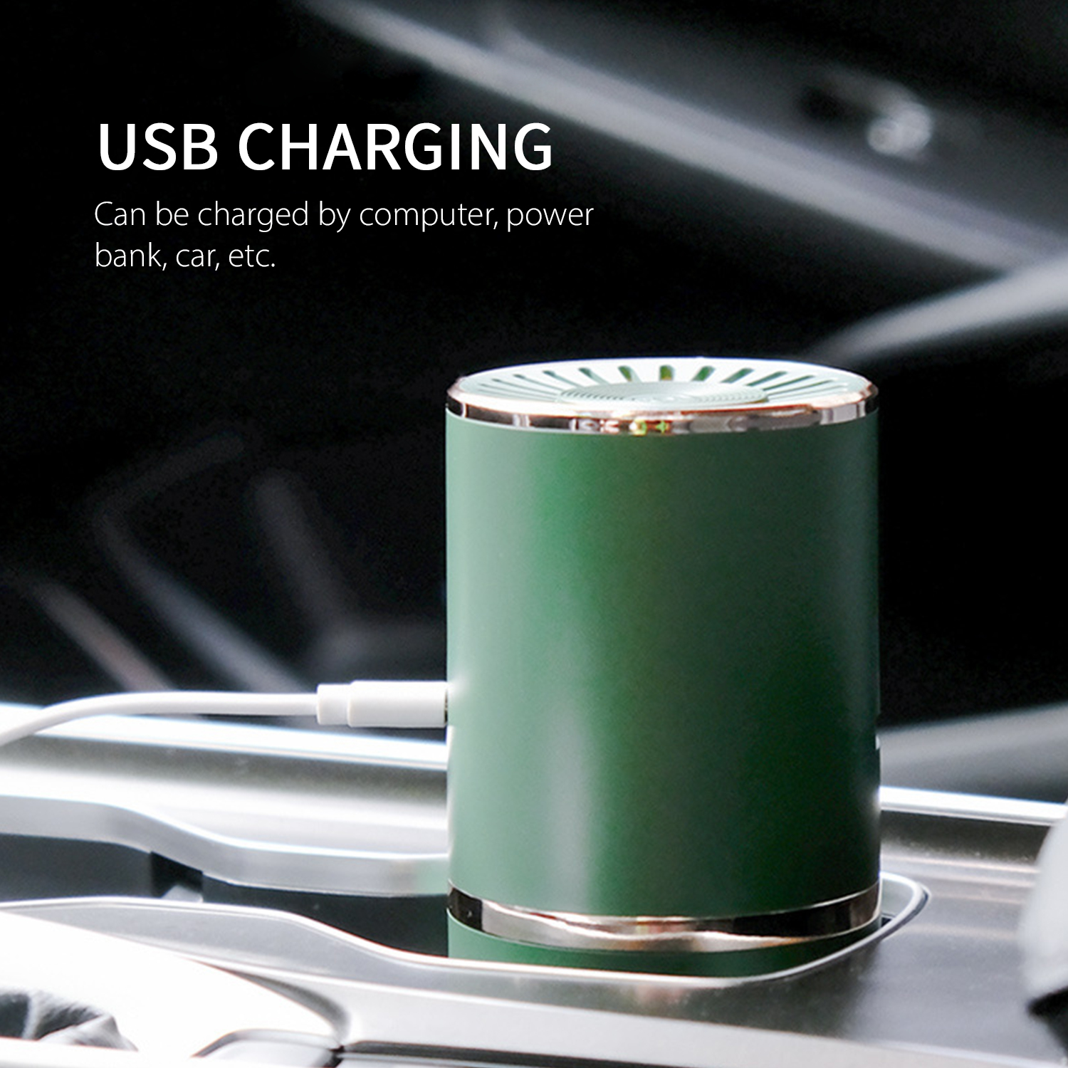 Máy lọc không khí để bàn mini kèm đèn led để ngủ, hoạt động yên tĩnh, sạc USB