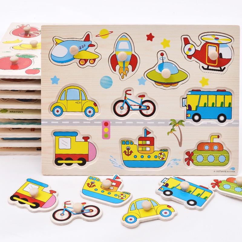 Bảng ghép hình núm gỗ cho bé loại to đẹp 22×30cm nhiều chủ đề