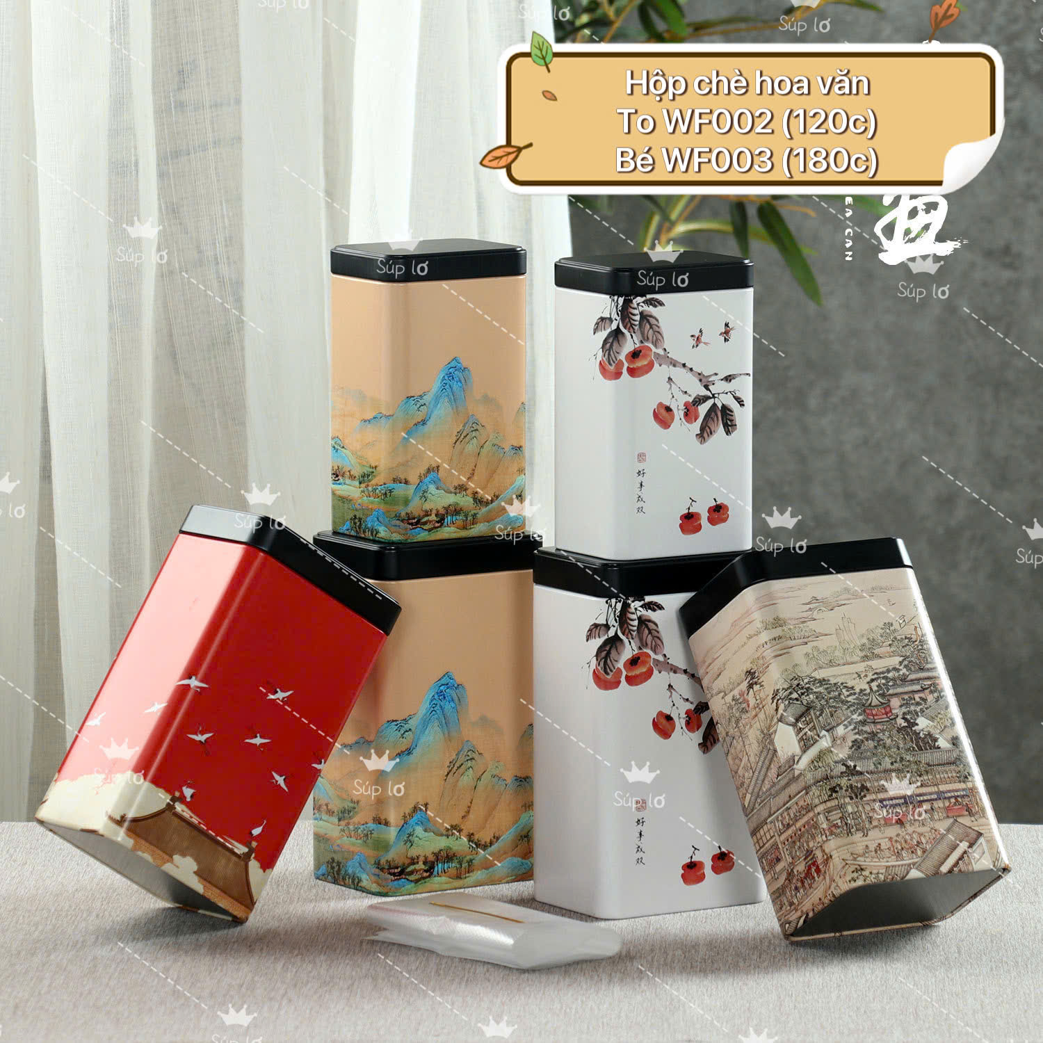 Hộp Thiếc Đựng Trà Hình Chữ Nhật Họa Tiết Mùa Xuân – Lon Đựng Trà, Cafe, Hạt Khô Nhiều Màu - HÀNG CHÍNH HÃNG MINIIN