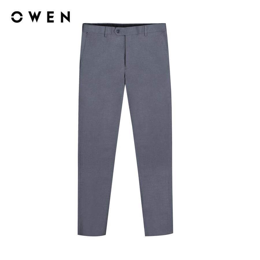 OWEN - Quần tây nam form Slim Fit Tăng đơ màu Ghi Kẻ nhuyễn/kẻ nhỏ/dobby/kẻ chìm chất liệu TR Spandex QST231268