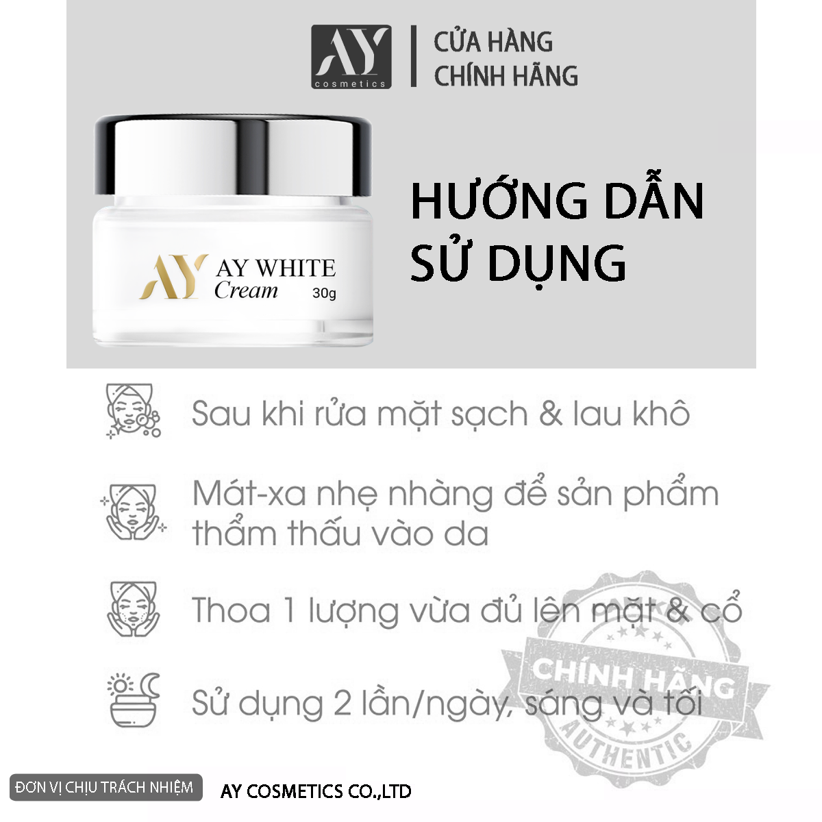 Kem dưỡng trắng mờ thâm nám-Kem AY WHITE cream 30g  [ TINH CHẤT ] Alpha arbtin,Niacinamide,B5,Dưỡng trắng mờ thâm AY cosmetics