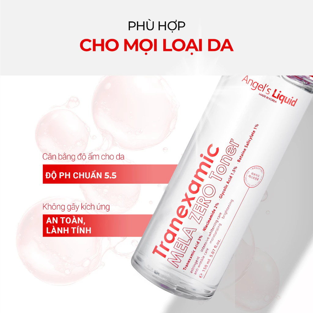 Toner Acid Giảm Thâm Nám Chuyên Biệt Angel's Liquid Tranexamic Mela Zero Toner 150ml