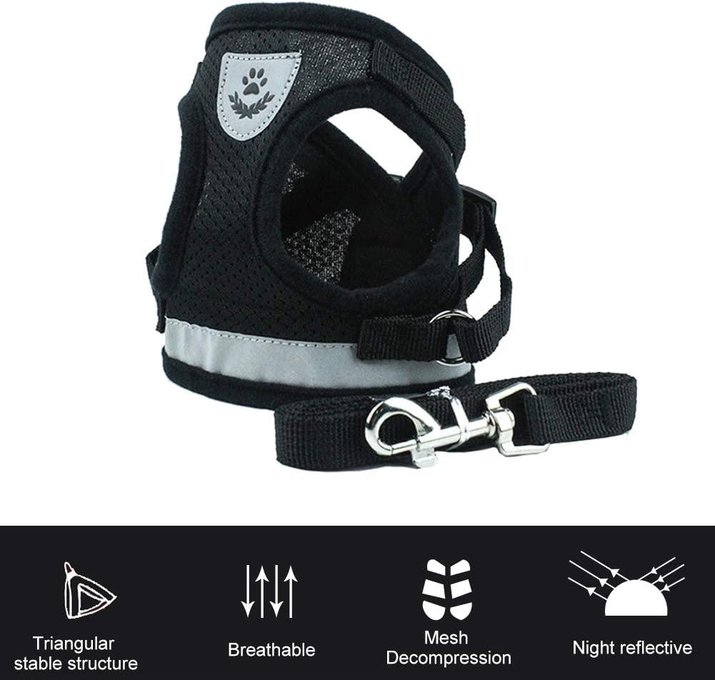 Dây nịt cho mèo,Dây nịt cho mèo,Dây xích cho mèo,Dây xích cho mèo,Dây nịt cho mèo có áo phản quang có dây xích,Dây dắt cho mèo có thể điều chỉnh nhỏ,Dây cho chó con Cat Walk-S