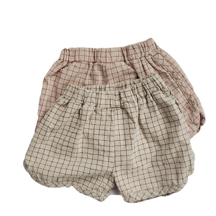 Quần Linen Short sọc caro cho bé Q07NL052