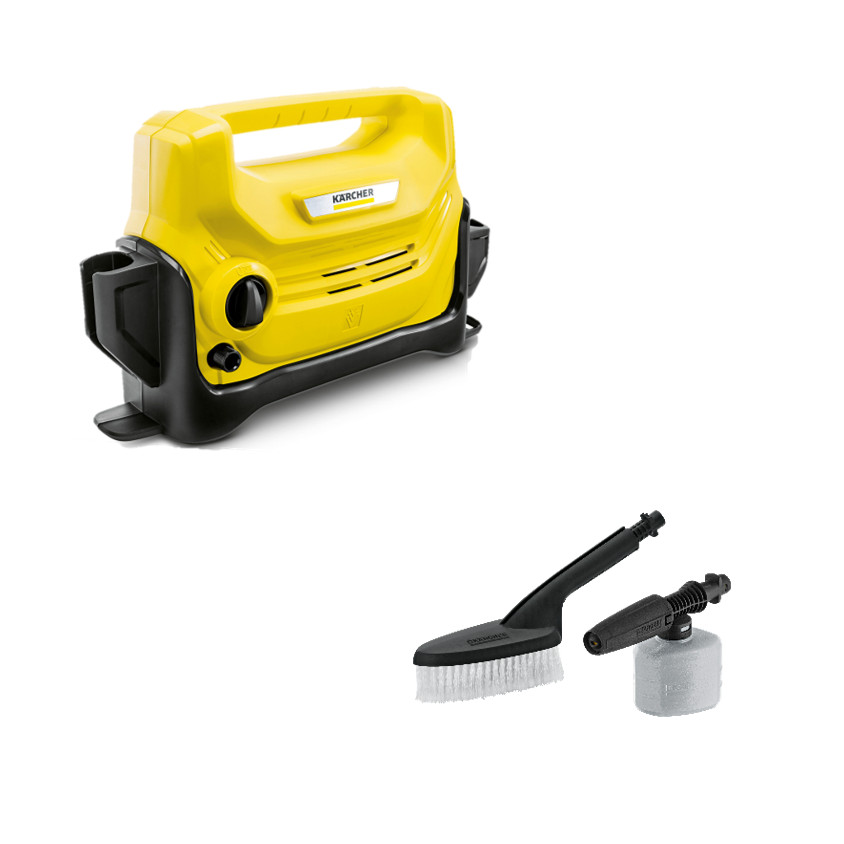 Combo Máy phun rửa áp lực cao Karcher Máy K 2 Horizontal và bộ đầu chà bình xịt