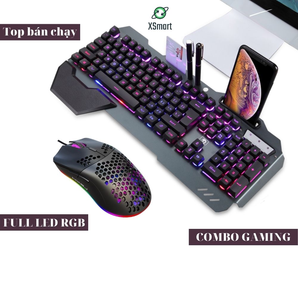 Combo bàn phím chuột chơi game XSmart kèm tai nghe headphone chụp tai gaming có mic cho máy tính laptop pc K618+M8+K3 - Hàng Chính Hãng