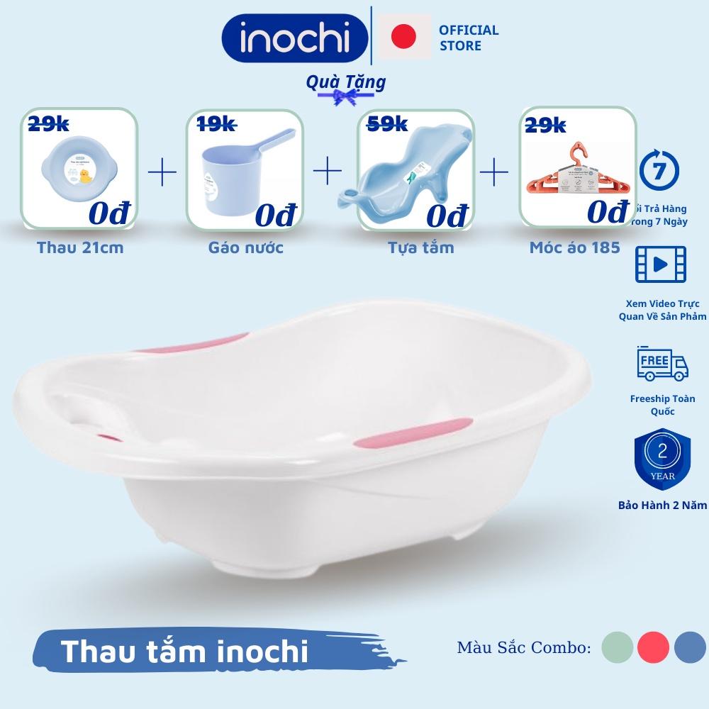 {Mua 1 tặng 5} Chậu Tắm Cho bé sơ sinh loại to kèm tựa lưng nhựa cho trẻ em notoro Inochi tặng gáo thau rửa mặt gấp gọn0