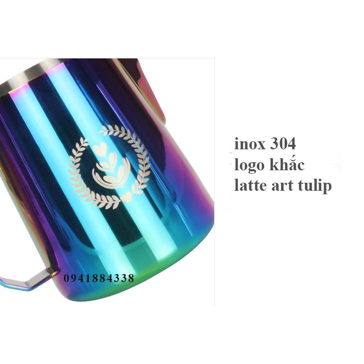 Ca Đánh Sữa Khắc Logo Tulip 600ml - Ca Đổ Art