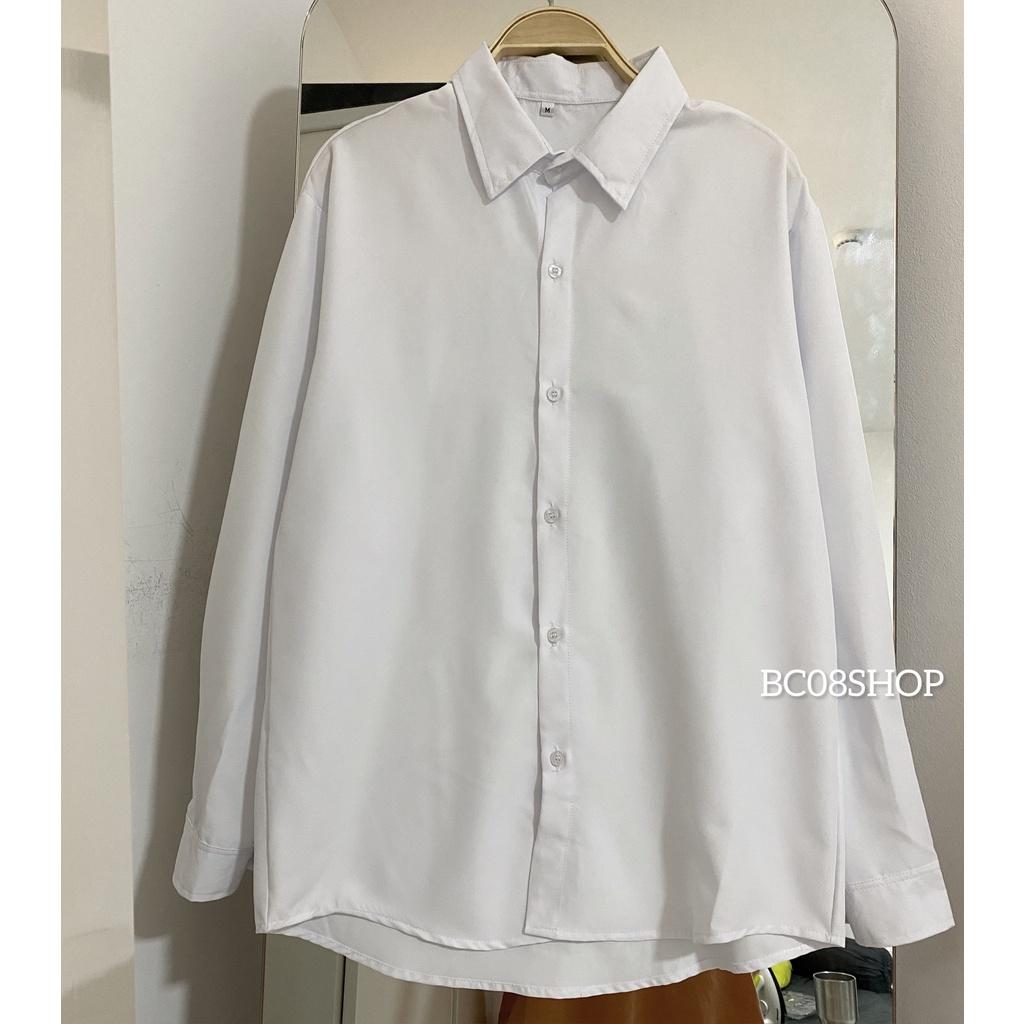 Áo sơ mi tay dài trơn đen trắng basic unisex có size ZOZO_UNISEX
