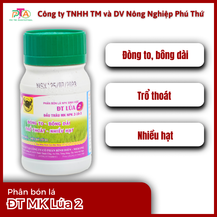 Phân bón lá NPK Sinh Học Đầu Trâu MK-Lúa 2 (2-10-3) - chai 100ml