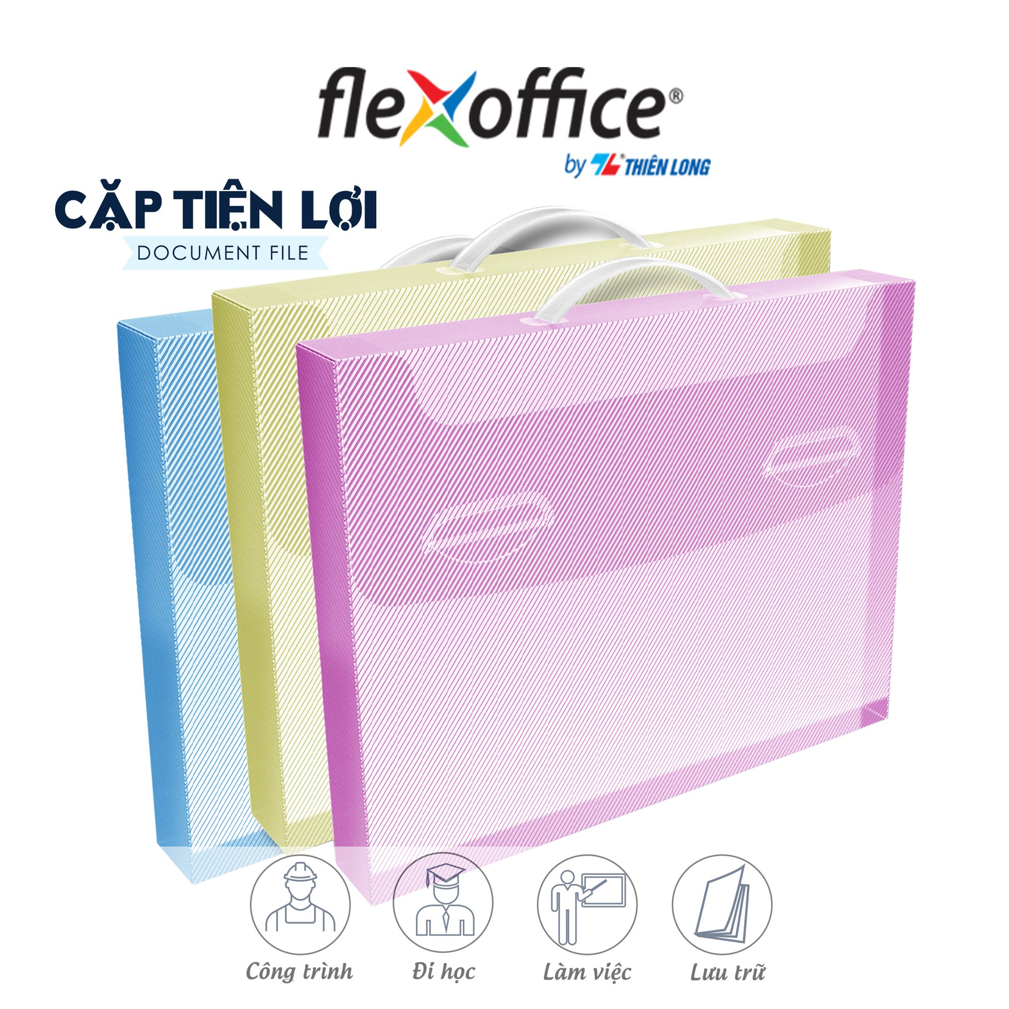 Cặp đựng tài liệu, hồ sơ A4 tiện lợi Thiên Long Flexoffice FO-DF002 - màu ngẫu nhiên