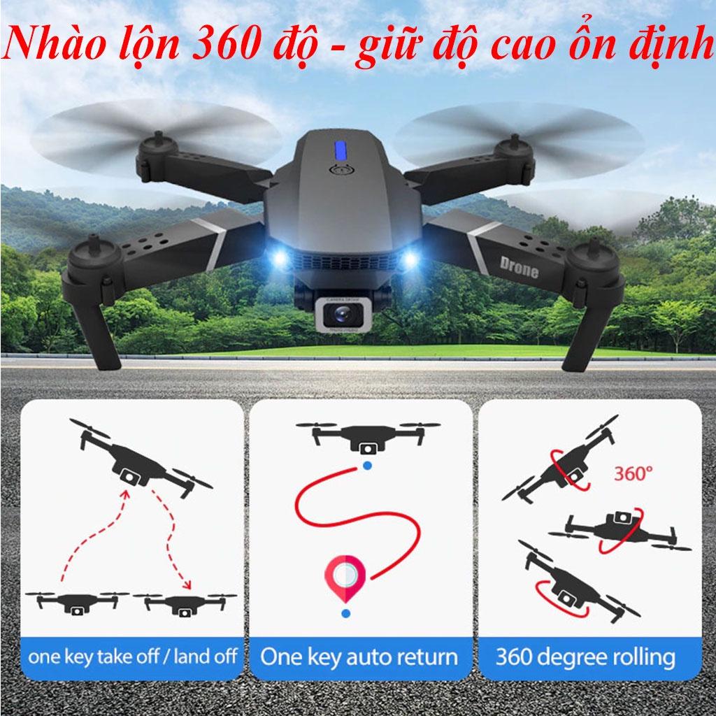 Flycam E88 Pro Drone 4K HD Camera Kép Có Định Vị 1080P WiFi Pin Khỏe Bay Xa 200M Máy bay