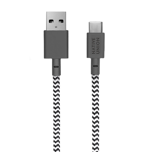 Dây Cáp Sạc Native Union NIGHT CABLE TYPE A-C ZEBRA (3m)-Hàng chính hãng