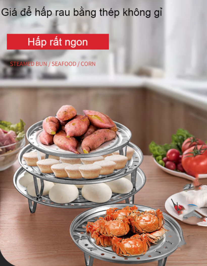 Bộ 4 Giá để hấp rau bằng thép không gỉ