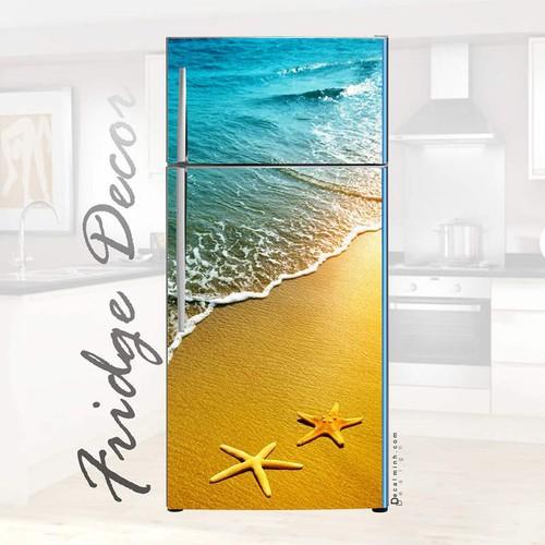 Decal 3D dán Cửa Tủ Lạnh chống thấm cao cấp mẫu sao biển