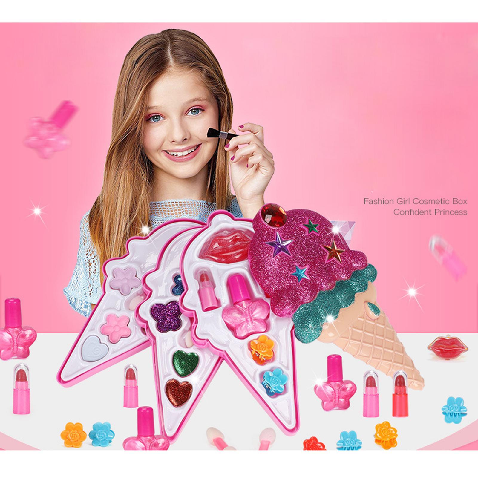 Ice Cream MakeUp Compact Case For Girls Kids Cosmetic Set double deck