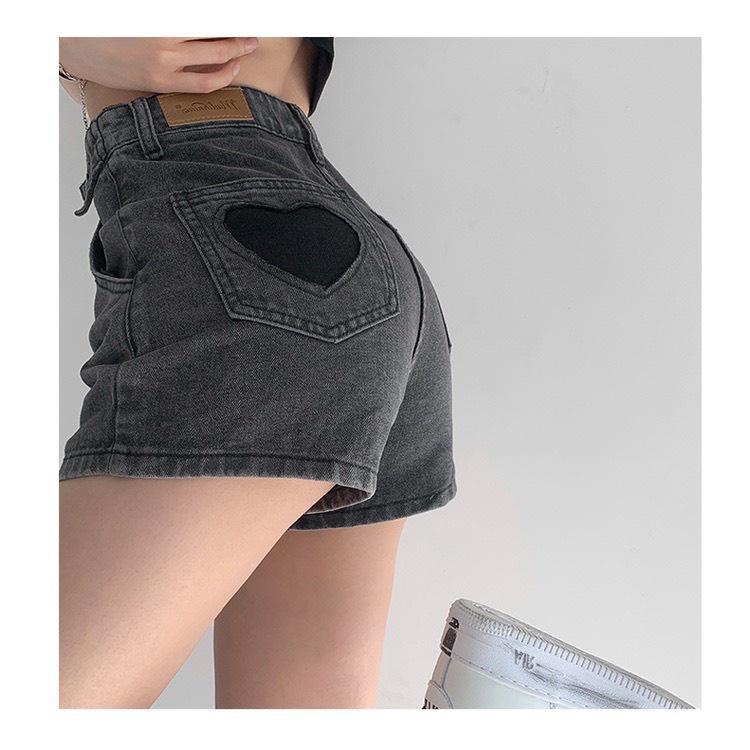 Quần đùi nữ, quần short jean lưng cao trơn lai cuốn (JĐ)