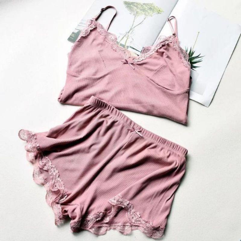 Sét bộ đồ cotton tăm 2 dây siêu gợi cảm