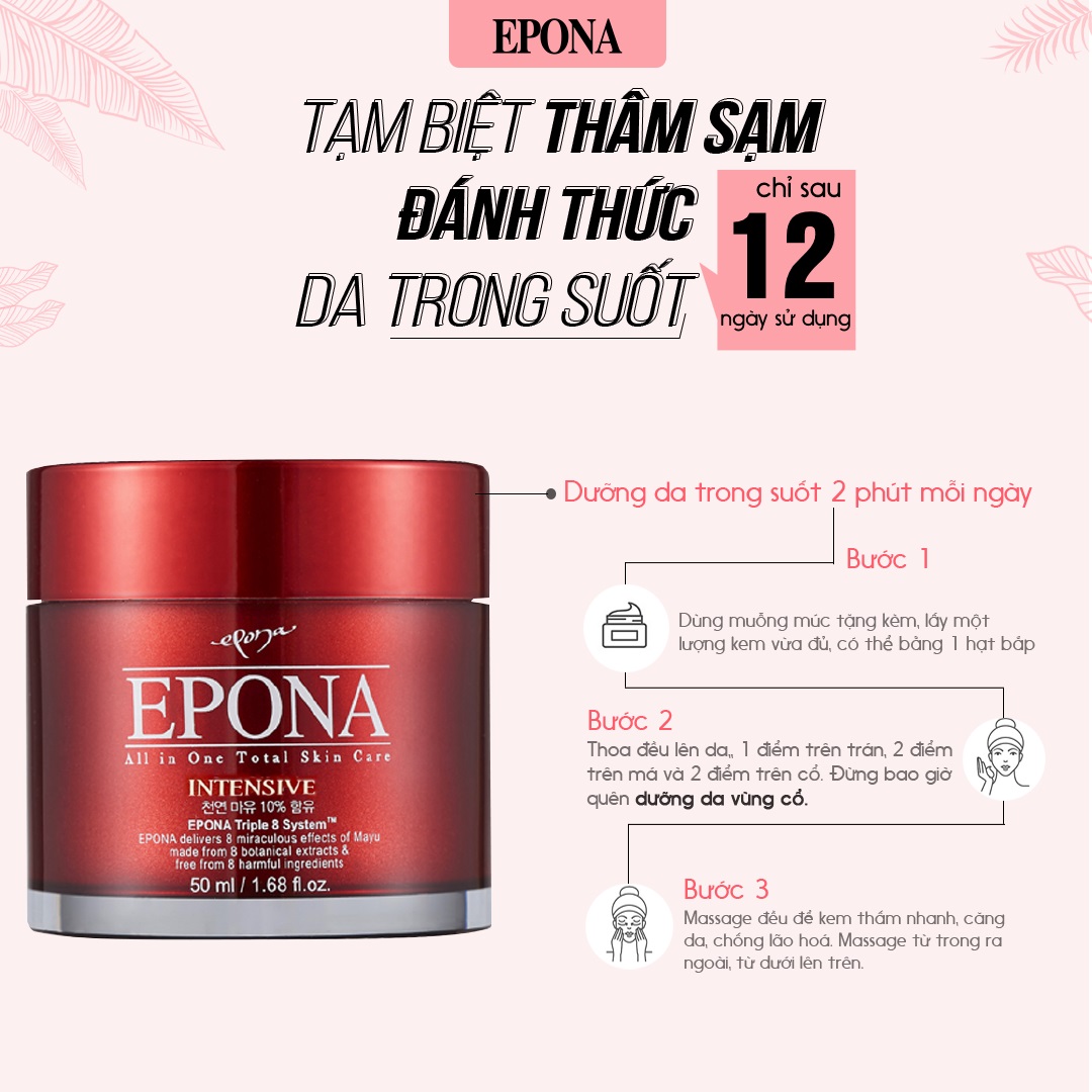 Kem dưỡng da đa chức năng Trắng da, Chống lão hóa EPONA All-in-one Total Skin Care INTENSIVE 50ml