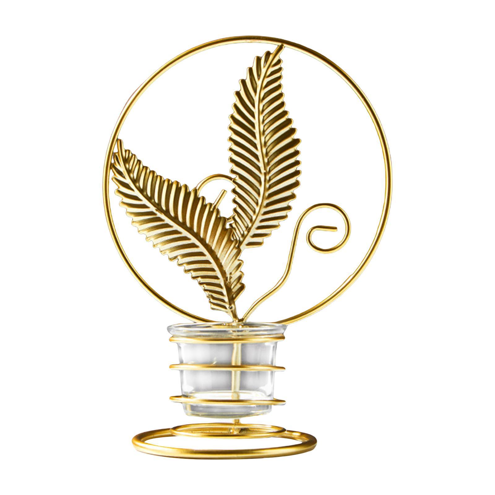 Tea Light Holder Leaves Metal Candle Holder for New Year Wedding Anniversary