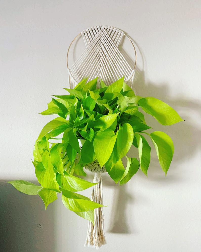 Vòng Inox Tết Dây Macrame Treo Hoa , Cây Cảnh Trang Trí Treo Tường Trang Trí Nhà Cửa. Không bao gồn đèn nháy trang trí. GHINOX01
