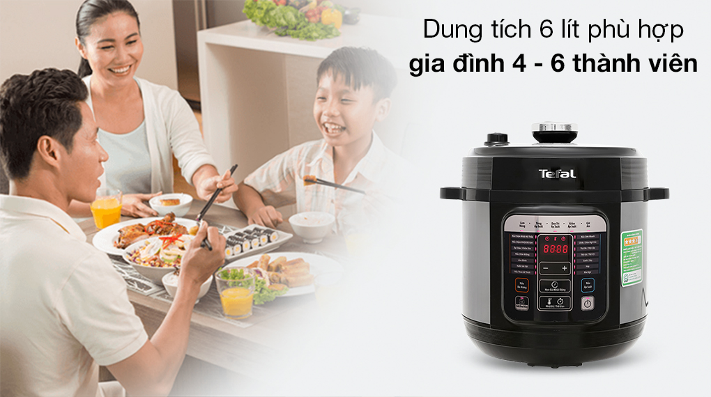 Nồi áp suất điện Tefal CY601868 6 lít - Hàng chính hãng