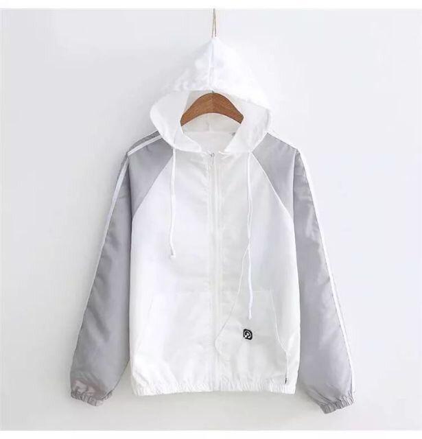 Áo khoác dù nam nữ phối hai sọc tay