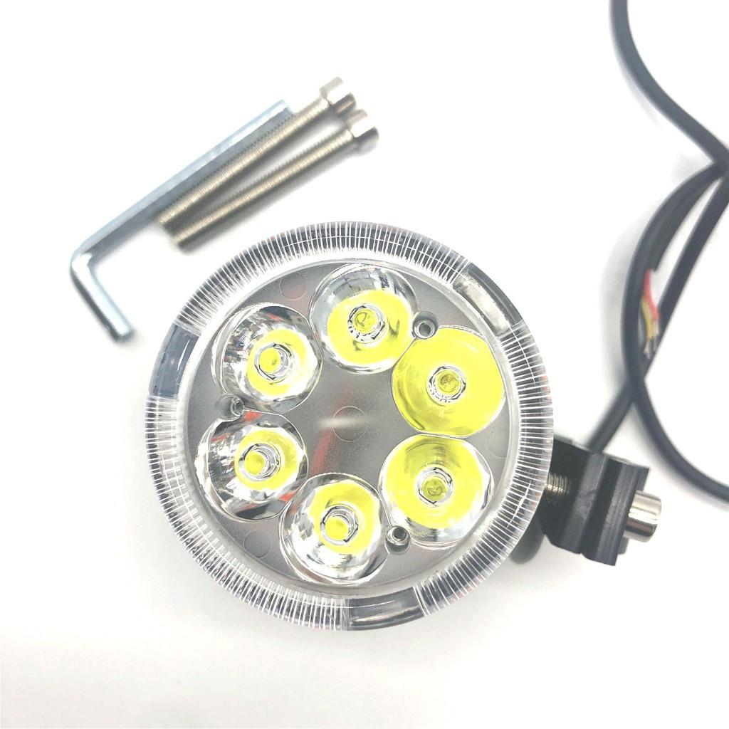 Đèn pha xe máy 6 bóng LED kết nối Bluetooth có vòng đỡ điện thoại