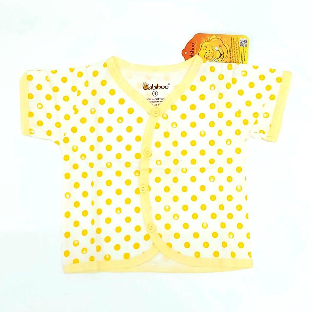 Áo Sơ Sinh Cổ Tim Chấm Bi Tay Ngắn Babiboo Chất Cotton dày dặn Cho Bé - BB49