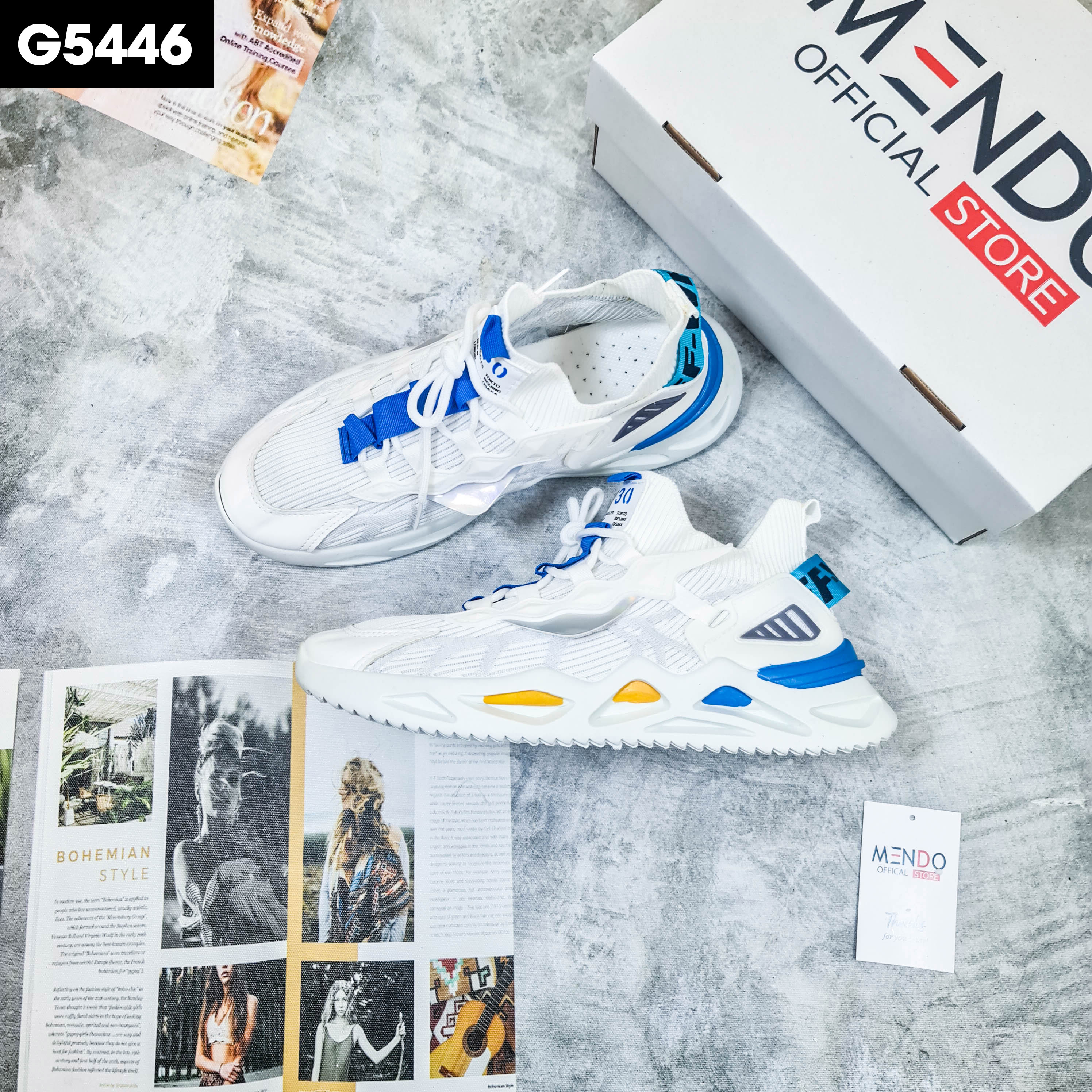 Giày Thể Thao Nam MENDO - Giày Sneaker Màu Đen - Trắng, Giày Thoáng Khí Cao Cấp, Đế Xốp Nhẹ, Đàn Hồi Tốt - G5441