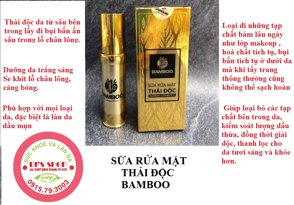 SỮA RỬA MẶT THẢI ĐỘC DƯỢC MỸ PHẨM BAMBOO - LÀM SẠCH LÀN DA, SE KHÍT LỖ CHÂN LÔNG VÀ DƯỠNG ẨM CHO DA