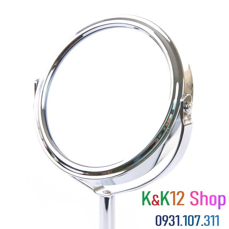 Gương trang điểm mini 2 mặt gương phẳng để bàn, một mặt có thể phóng to gấp 3 lần ảnh rõ nét.