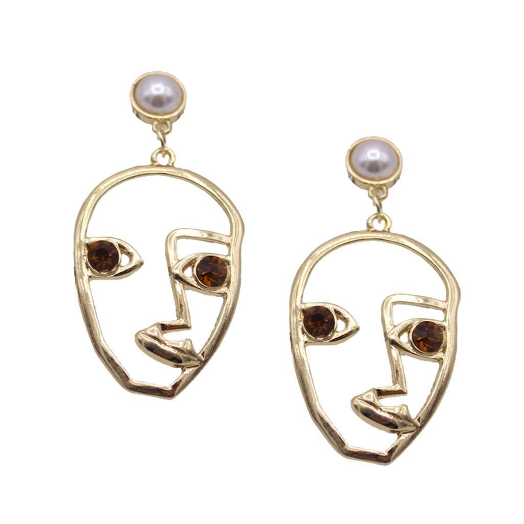 Fashion Personality Alloy Hollowe Face  Stud Earring Jewelry