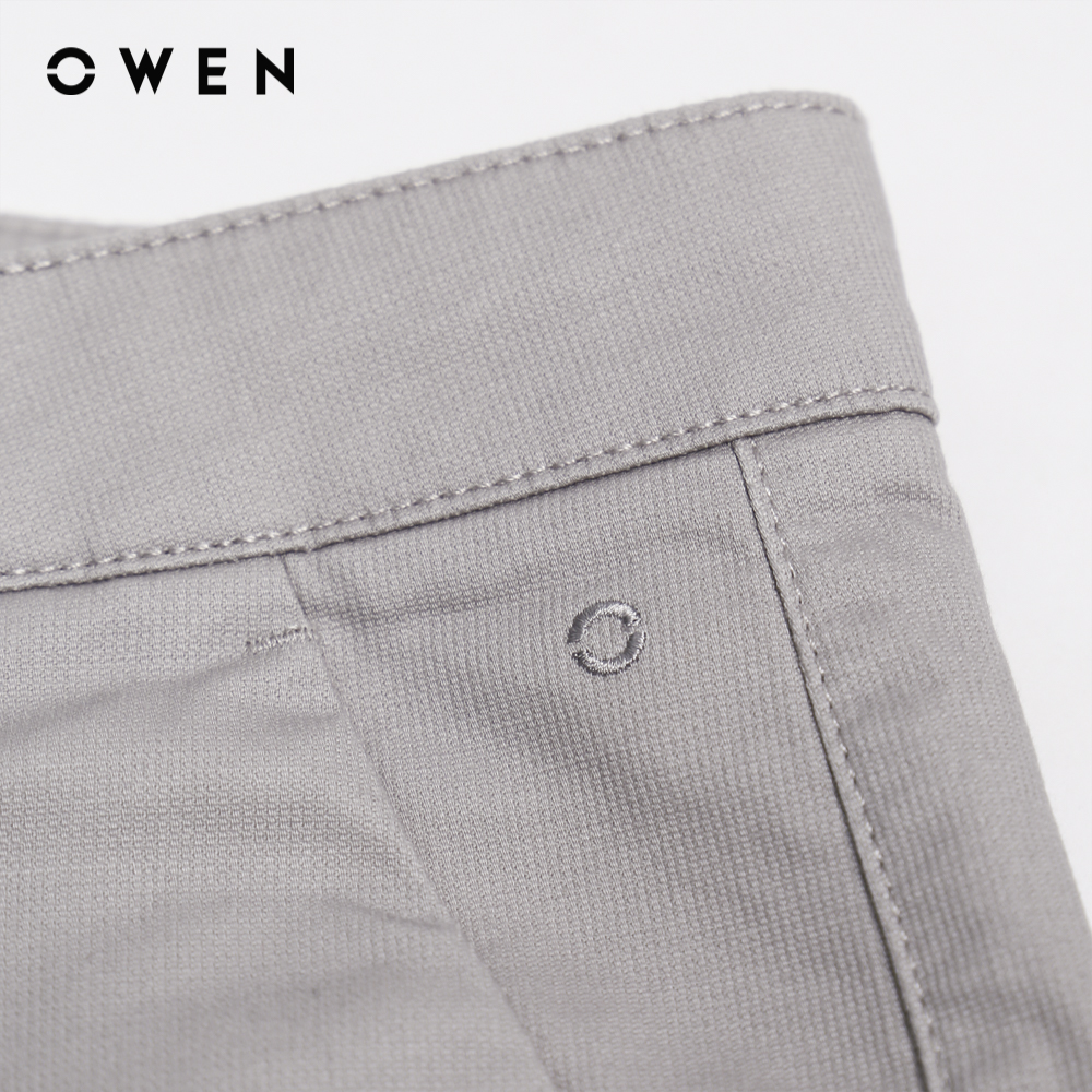 OWEN - Quần short khaki nam form Slim Fitmàu  Ghi Trơn CVC Spandex SK220653