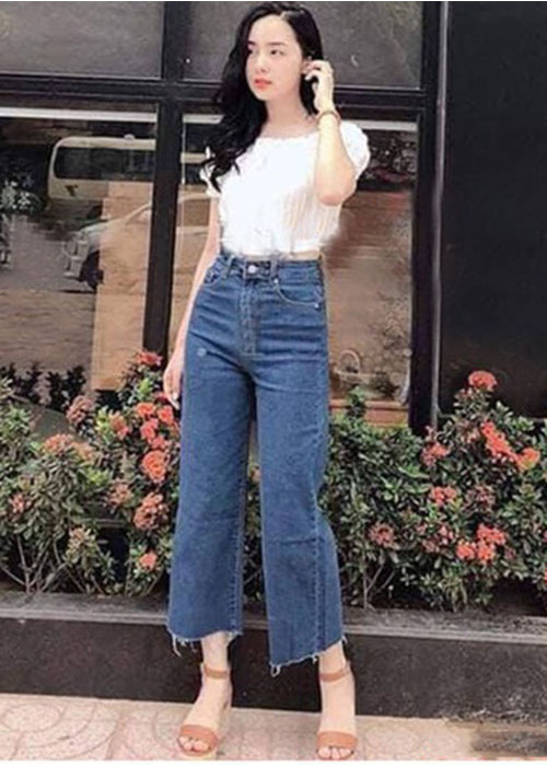 Quần bò nữ ống rộng