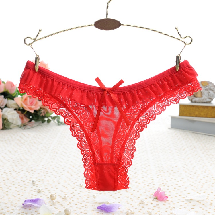Combo 2 quần lót nữ, quần lọt khe, quần lót tam giác ren lưới xuyên thấu sexy, đính nơ xinh xắn LYEQ052