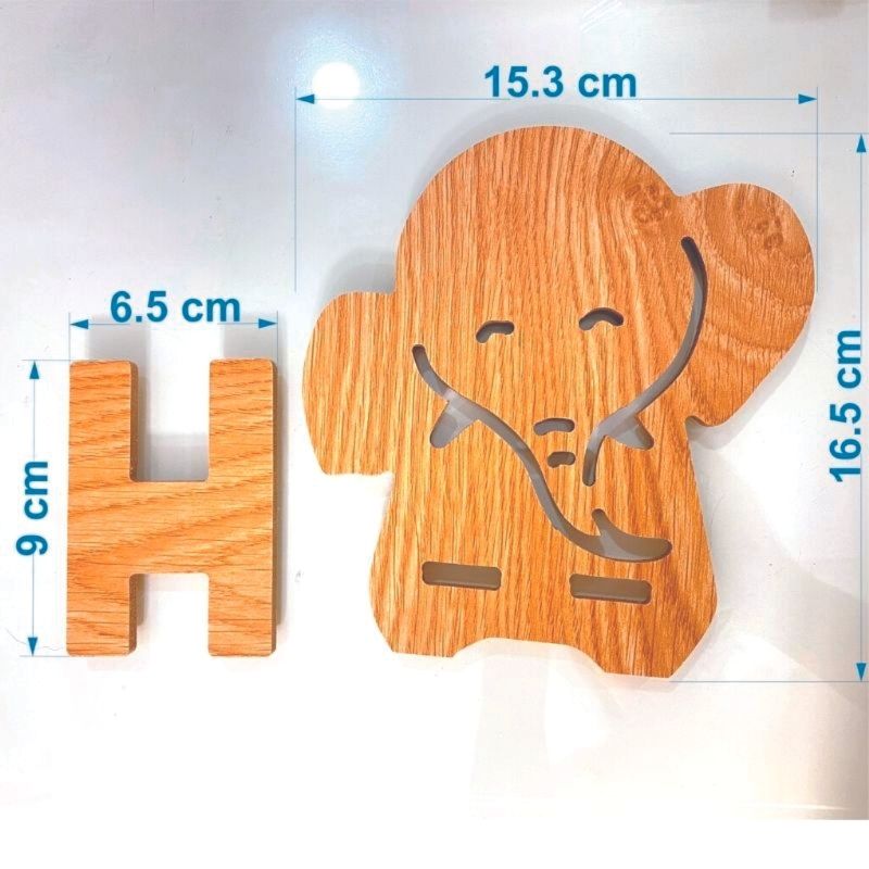 Giá Đỡ Điện Thoại, Máy Tính Bảng Bằng Gỗ MDF Phủ Melamin Hình Voi Kích Thước 16.5cm x 15.3cm