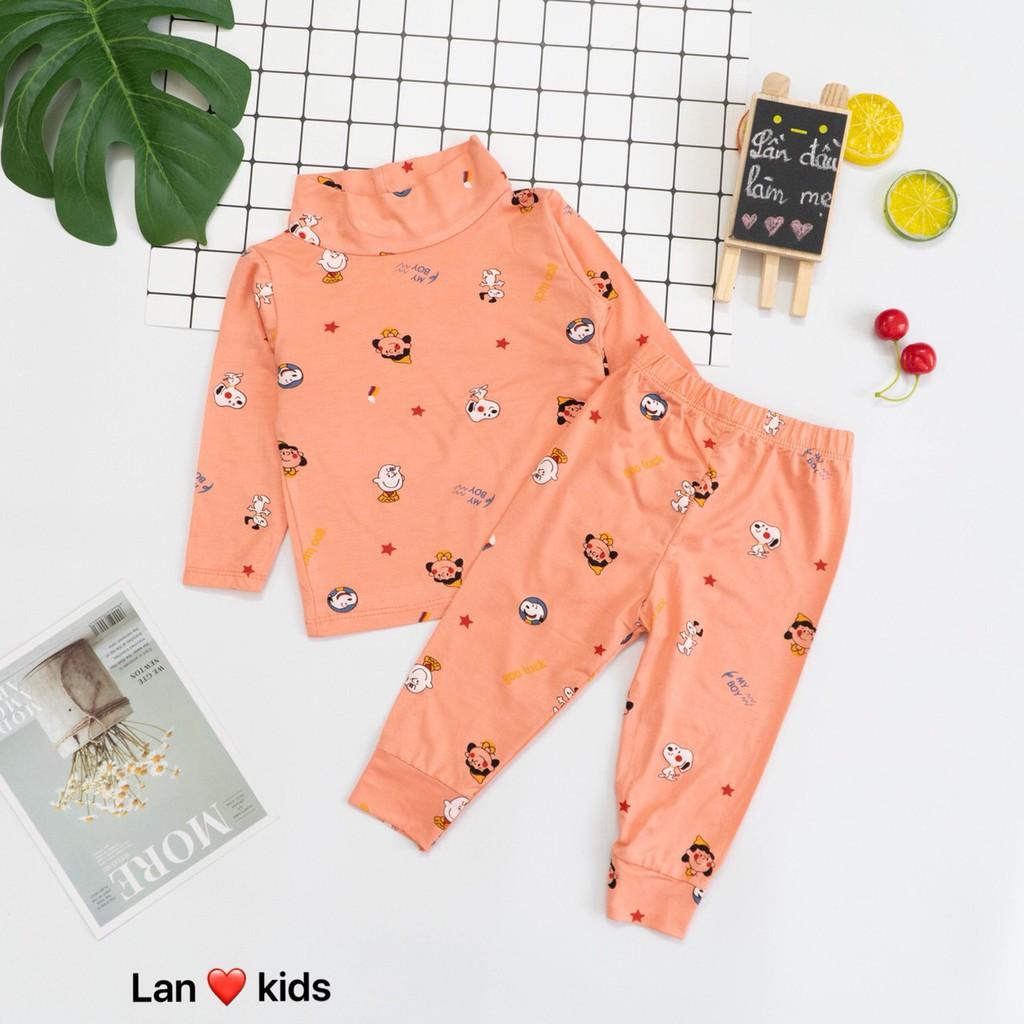 Bộ dài tay cổ cao 3p in hình gấu Panda thun lạnh cho bé