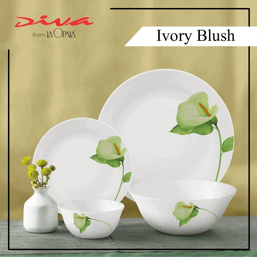 Bộ chén đĩa thủy tinh opal 12 món Ivory Blush bền gấp 3 lần thủy tinh thường -Hàng Chính Hãng