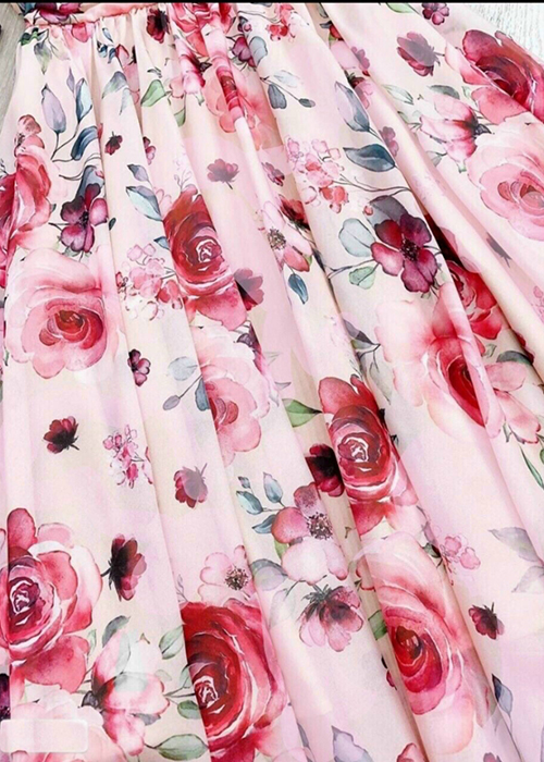 Đầm Xòe Tay Phồng Lụa Cao Cấp In Hoa Thời Trang