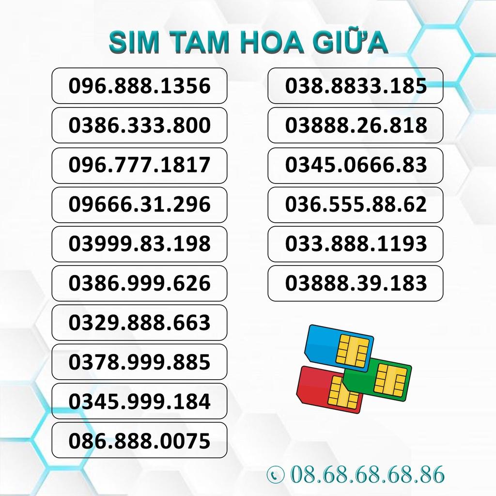 Sim Số Đẹp Tam Hoa Giữa , Sim Viettel Trả Trước, Hỗ Trợ Đăng Ký Chính Chủ - Hàng chính hãng