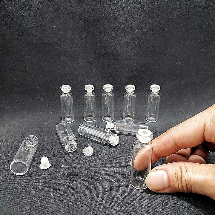 Lọ đựng tinh dầu thủy tinh 3ml (combo 10 lọ) mẫu Trụ Tròn - Nắp nhựa trắng – Lọ chiết nước hoa , Lọ thủy tinh nhỏ đựng  serum, mật gâu, dược phẩm, hóa chất, kim tuyến