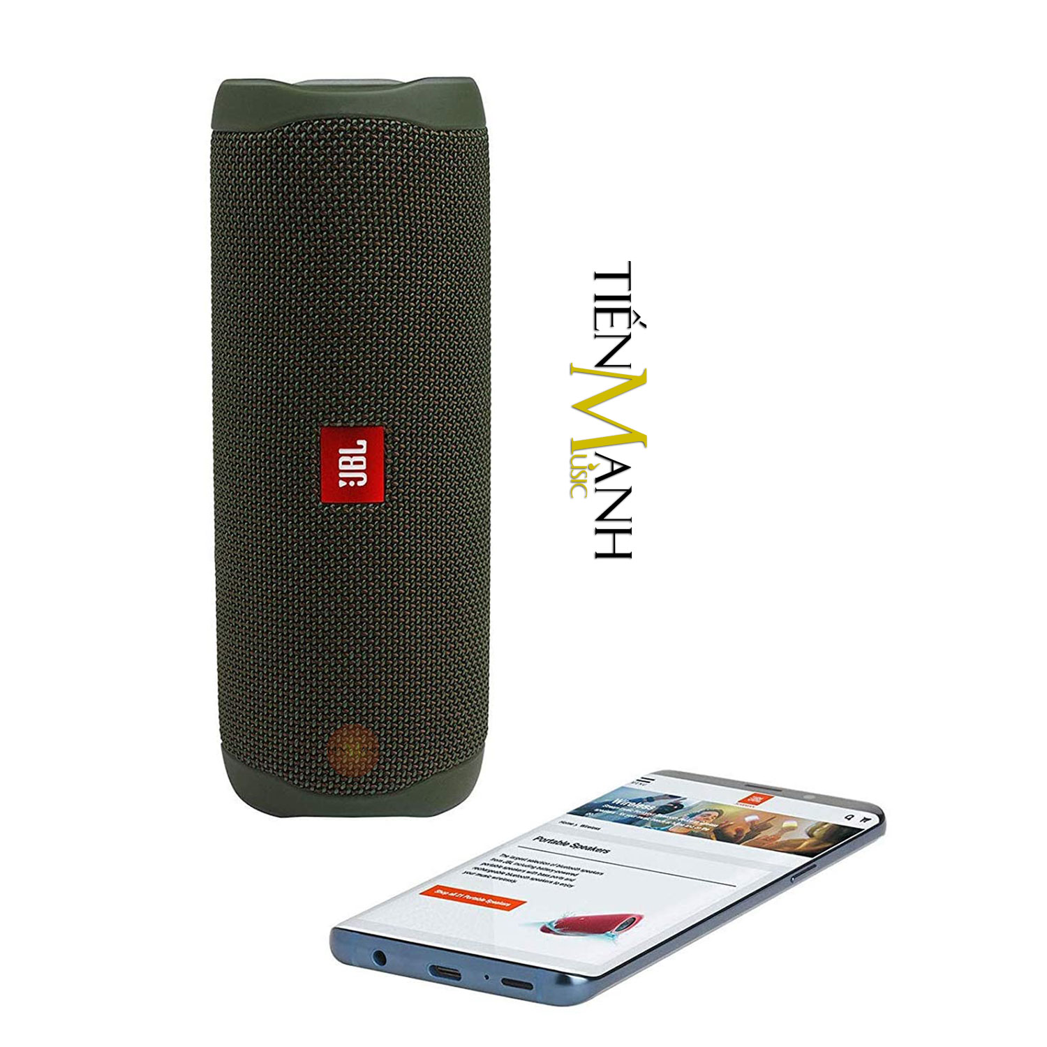 [Bluetooth] Loa JBL Flip 5 (Màu Xanh Rêu) - Loa Nghe Nhạc Waterproof Portable Speaker Hàng Chính Hãng - Kèm Móng Gẩy DreamMaker