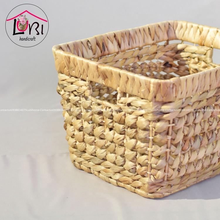 - Khay đựng đồ lục bình hình chữ nhật miệng bo đôi đan nút - sang trọng