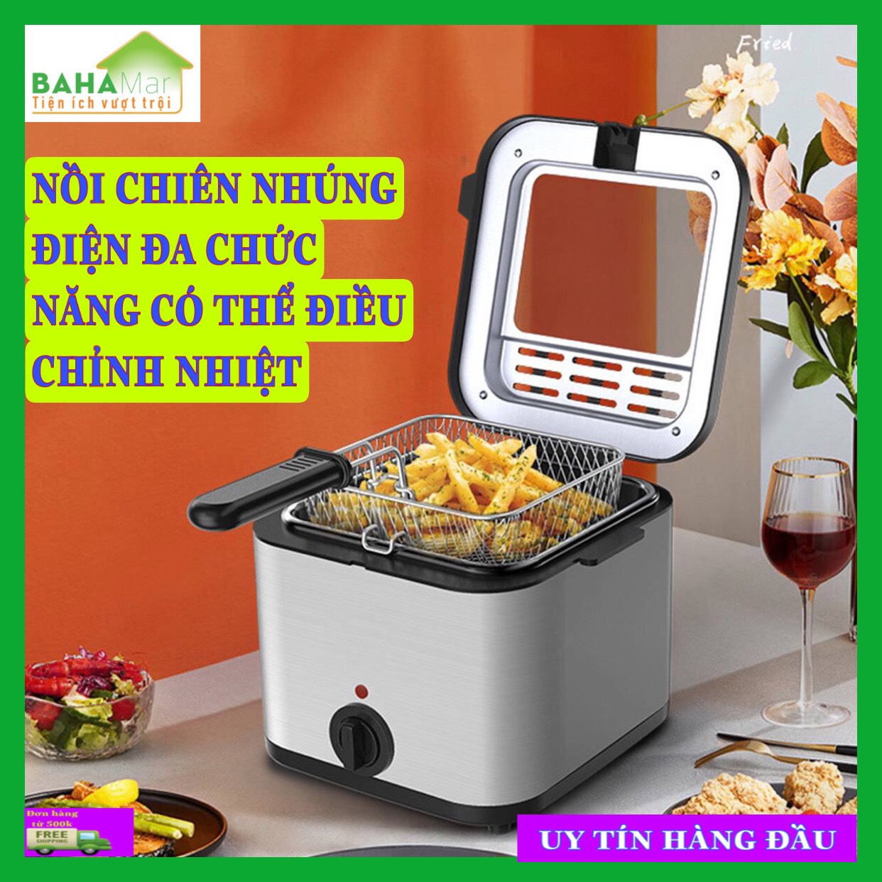 NỒI CHIÊN NHÚNG ĐIỆN ĐA CHỨC NĂNG CÓ THỂ ĐIỀU CHỈNH NHIỆT &quot;BAHAMAR&quot; Có 3 lớp cách nhiệt bảo vệ, Bên ngoài lạnh và nóng bên trong, 3 lớp cách nhiệt và chống dính bảo vệ an toàn