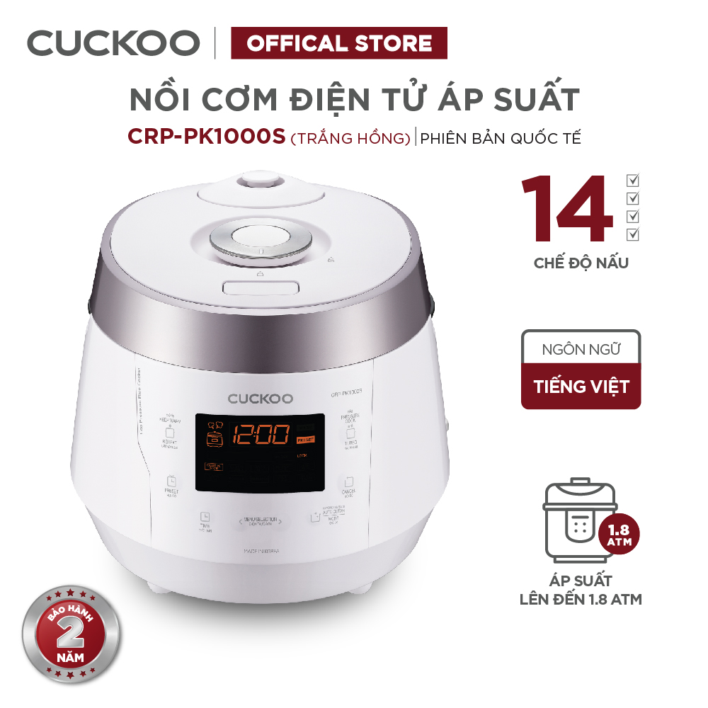 Nồi cơm điện áp suất Cuckoo CRP-PK1000S 1,8 lít nhiều màu - Hàng chính hãng