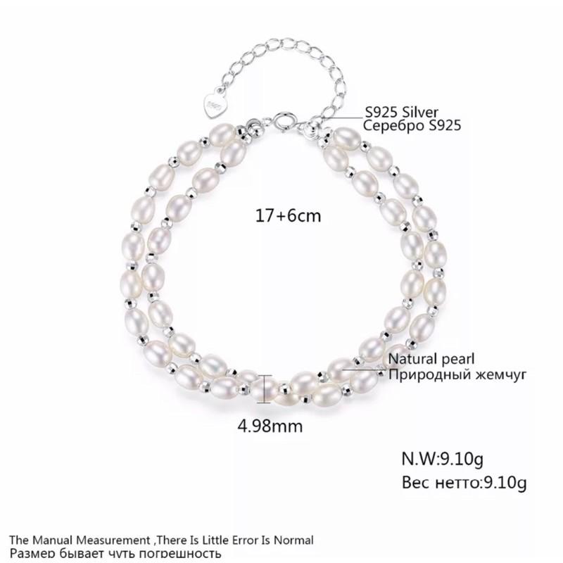 Vòng tay hạt trắng kết đôi, bạc 925